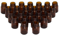Brockway 15 mL / 15 cc / .5 oz Wide Mouth Round Amber Glass Bottle (Qty 100, 15 mL) - Sourcedly